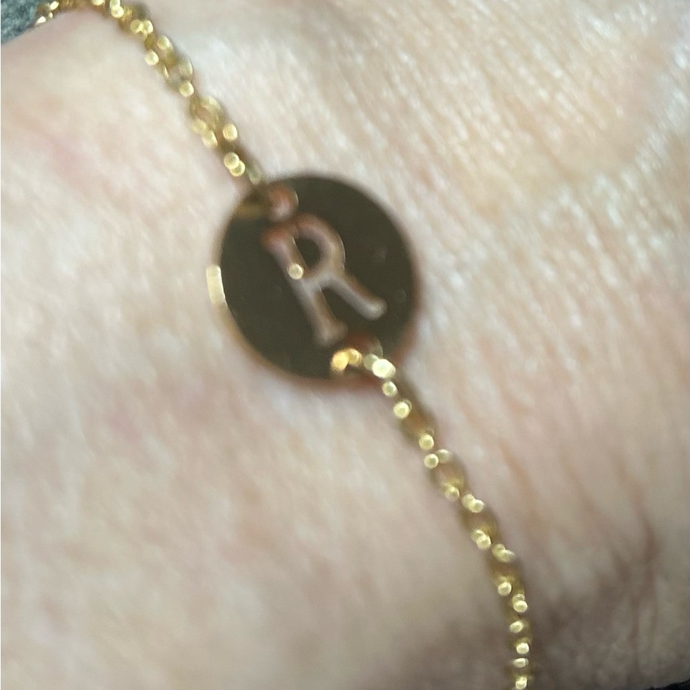 Gold tone R Initial Bracelet